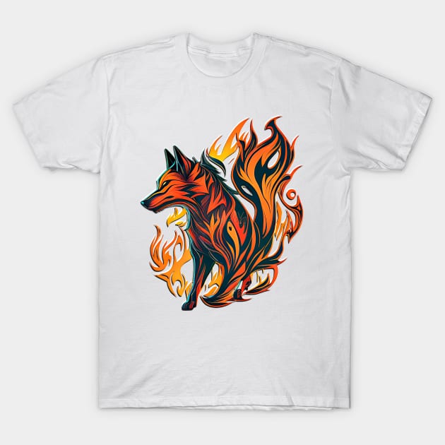 Fenrir the Fire Wolf T-Shirt: Embrace the Power of Norse Mythology T-Shirt by MK3